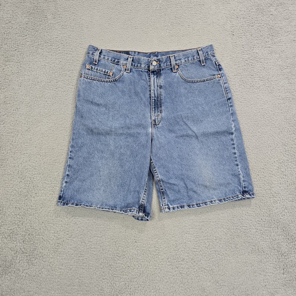 Vintage Levis 550 Jean Shorts Size 38 Tag 36X10 Mens Denim 90s Jorts Relaxed